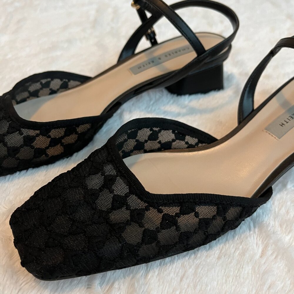 Charles & Keith Black Mesh Heels